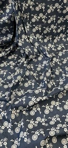 Navy White Medallion Floral Chambray Fabric 58'' PRICE PER METER - Picture 1 of 2