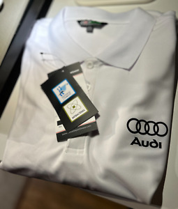 Polo Audi logo noir chemise performance pour hommes polyester de haute qualité 4XL blanc