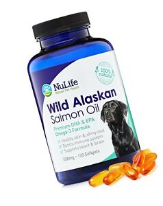 NuLife Natural Pet Health Pure Wild Alaskan Salmon Oil for Dogs, Omega 3 Fish...
