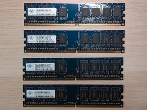 Lote x 4 Memoria RAM DDR2-667 PC2-5300U Nanya 512 Mb c/u HP PN 377725-888 - Imagen 1 de 2