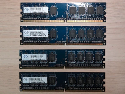 Lote x 4 Memoria RAM DDR2-667 PC2-5300U Nanya 512 Mb c/u HP PN 377725-888 - Imagen 1 de 2