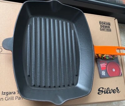 Silver Gusseisen Grillpfanne Mit Griff Emailliert,Orange, 26x32cm 2,6l SIL-2632 - Bild 1 von 4