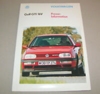 Pressemappe VW PKW Programm  - VW Golf III GTI 16V mit 2,0 Liter Motor