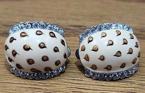 Lovely Vintage Brown Leopard Spots Rhinestone Clip On Earrings - Picture 1 of 6