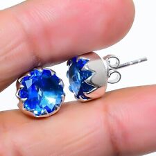 Blue Tanzanite Gemstone Handmade925 Sterling Silver Jewelry Earring Tops SZ-1