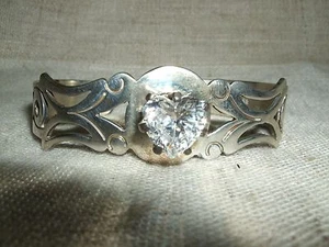BRACCIALE RIGIDO SCHIAVA ZIRCONE CUBICO CUORE DIAMANTE ARGENTO 925 MESSICO - Imagen 1 de 8