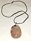 925 Sterling Clasp Large Quartz Faceted Stone Corded Necklace