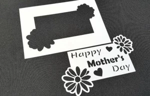 Happy Mother's Day Text Blumen Rahmen Wiederverwendbar Schablone Kuchen Karten Basteln Geschenk - Bild 1 von 3