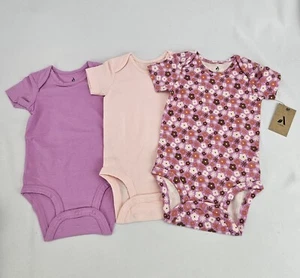 3 Piece Baby Girl Bodysuits 6-12 Month Stretch Cotton Jersey Sleeveless - Picture 1 of 10