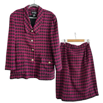 Conjunto de falda traje a cuadros pata de gallo mezcla lana despistado núcleo Barbie años 90 vintage 14 Foto 1 de 4