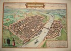 Frankfurt  Hessen  dekorativer altkolorter  Braun und Hogenberg Kupferstich 1580