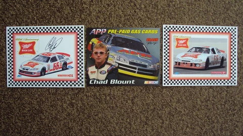 Lot of 3 diff - Chad Blount #66 " Bobby Allison / MILLER BEER " NASCAR POSTCARD Cover