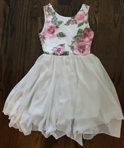 NEU OHNE ETIKETT BCX MÄDCHEN WEISS ROSA ROSE CHIFFON ÄRMELLOS PARTYKLEID GLITZER GLITZER 10 - Bild 1 von 8