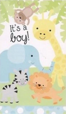 IT'S A BOY birth announcement SCENE SETTER wall/door decoration Baby Animals - Image 1 of 2