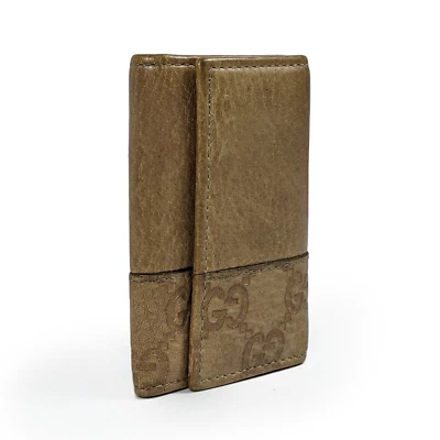 Autêntica carteira GUCCI feminina masculina marrom couro guccisima porta-chaves - Imagem 1 de 4