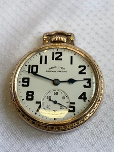 Vtg 1947 Hamilton Railway Special Pocket Watch C196619 10K Gold Filled 16S 21J - Picture 1 of 17