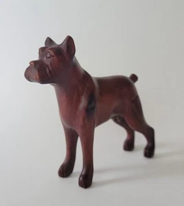 Vintage Carved Wood Boxer Dog 4.75"w×4"t - Picture 1 of 13