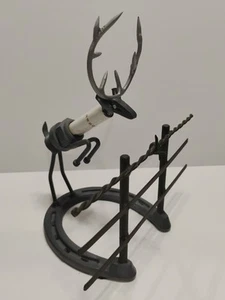 Vintage Handarbeit Weißwedelhirsch Metall Stahl Hufeisen Zündkerze Skulptur - Bild 1 von 8