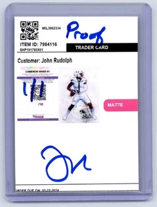 Cam Ward Art Card Limited 1/1 Proof John Rudolph Signed Miami / Titans RC - Picture 1 of 1