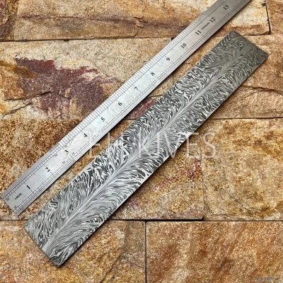 12''handmade damascus steel High quality feather blank billet for knifemaking - Image 1 of 4