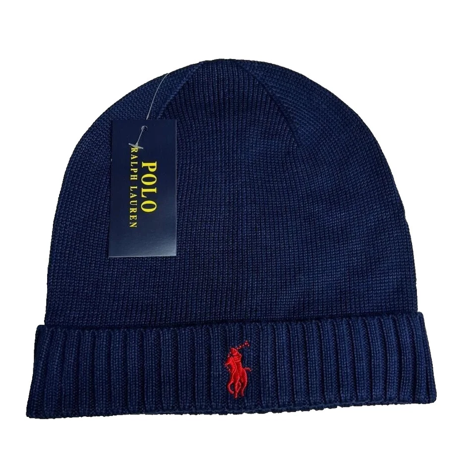 Polo Ralph Lauren Hombre Gorro Unisex Invierno Adultos Azul Rojo Foto 1 de 4