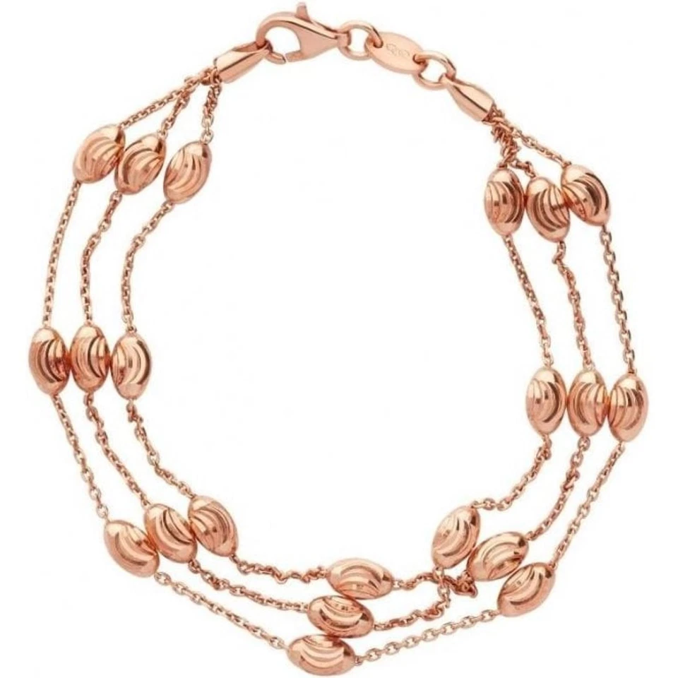 Pulsera Links of London 3 Filas Cuentas Oro Rosa 18ct Vermeil L PVP120 NUEVO Foto 1 de 1