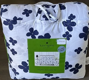 Kate Spade Shadow Floral Navy Blue/White Twin XL Cotton Comforter SET - Bild 1 von 4