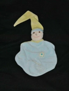Peluche doudou marionnette lutin plat CMP Un rêve de bébé bleu fleur bonnet TTBE - Picture 1 of 1