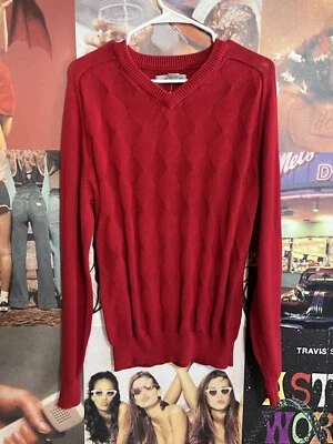 Jersey vintage años 90 punto rojo con patrón argyle marca: eslabones ciprés talla m Foto 1 de 4