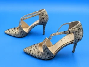 Neu Jessica Simpson Accile Strass Glitzer Pumps taupe Micro Flash Größe 7 M - Bild 1 von 13