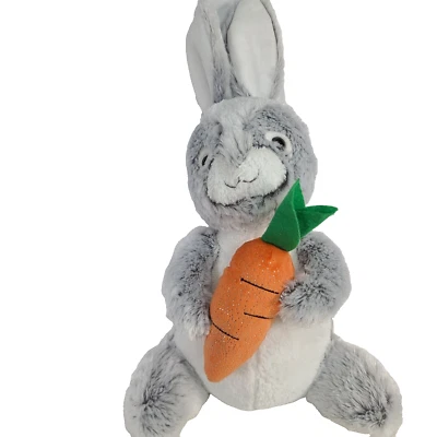 Inter American Gray Bunny Rabbit Plush 18" Toy Easter Carrot Stuffed Animal Gift - Image 1 of 4