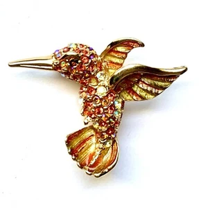 Broche de colección colibrí estrás multicolor tono dorado - Imagen 1 de 4