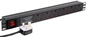 LMS DATA - 1U 6 Way 13A Mains Sockets to Plug Surge Protected Horizontal PDU - Afbeelding 1 van 1