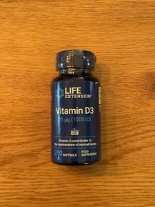 Life Extension Vitamin D3 1000iu 250 Softgels Bone Health Immune - BBE 09/2025 - Picture 1 of 6