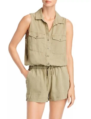 Mameluco Bella Dahl para mujer con cordón utilitario mezcla de lino verde talla pequeña  Foto 1 de 4