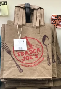 Trader Joe's Washable Tote Paper Reusable ICONIC Grocery Bag Shopper RETIRED NEW - Picture 1 of 5