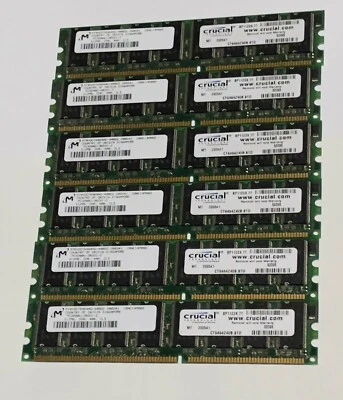 Crucial Desktop Memory 3GB 6x512MB PC3200U-30331-Z DDR 400 CL3 - Image 1 of 3