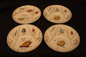 4 Decorative Fruit and Salad Divided Plates - Picture 1 of 1