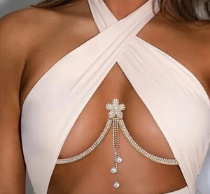 Woman Chain Bra Body Jewelry Chest Chain Metal Round Charm-Sexy-Trendy-NEW... - Picture 1 of 5
