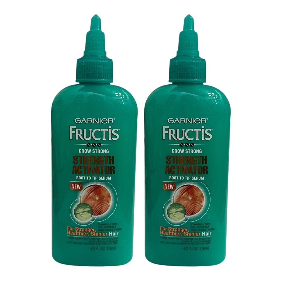 Paquete de 2 sueros activadores de raíz a punta Garnier Fructis Grow Strong Strength de 4 oz difícil de encontrar Foto 1 de 4