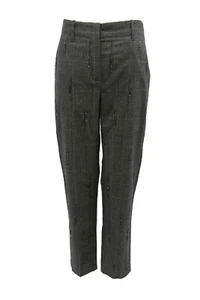 NWT$2925 Brunello Cucinelli Womens Plaid Pants W/Swarovski Crystals 42/ 6US A191 - Picture 1 of 10