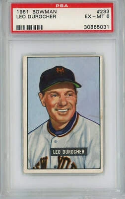Graded 1951 Bowman Leo Durocher #233 Baseball Card PSA 6 EX-MT - Image 1 of 2