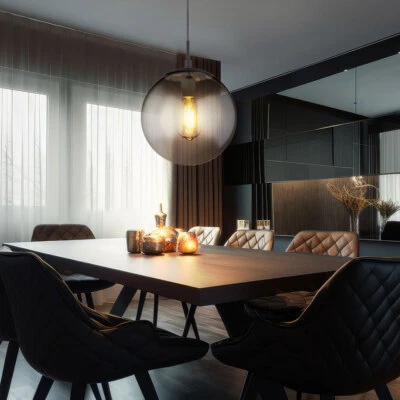 Hängelampe Pendelleuchte Wohnzimmerlampe Glas rauchfarben 1 flammig D 25 cm - Bild 1 von 4