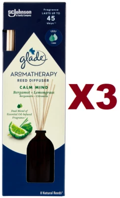 3 GLADE  AROMATHERAPY DIFFUSORE A BASTONCINI CALM MIND DEODORANTE AMBIENTE Foto 1 de 2