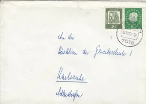 BRD - Mi 303+350 - MiF -Stempel 13.11.62 in Bretten - nach Karlsruhe - Bild 1 von 2