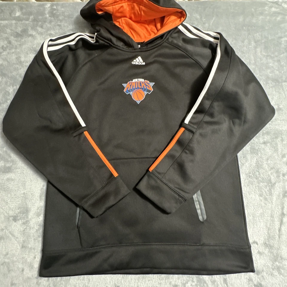 New York Knicks Basketball Hoodie Adidas Black Youth Boy’s Sz L - Image 1 of 4