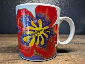 LAUREL BURCH "Wild Hibiscus" Ceramic Coffee Cup / Mug JAPAN 1980's NICE! - Picture 1 of 8
