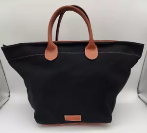 Dooney & Bourke Medium Zip Tote Purse Nylon/leather Black Double Handle - Picture 1 of 16