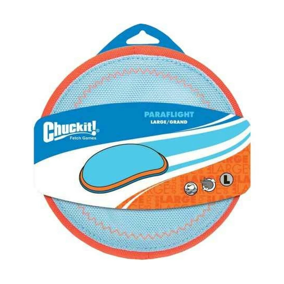 Chuckit Paraflight Flyer Dogs Toys outdoors Play Games Large Blue/Orange Colors - Image 1 of 1