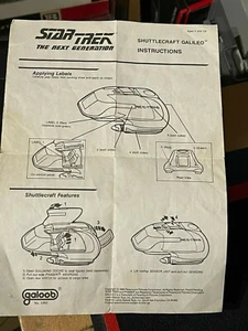 Star Trek Next Generation Galoob Shuttlecraft Galileo Instructions Sheet 1989 - Picture 1 of 1